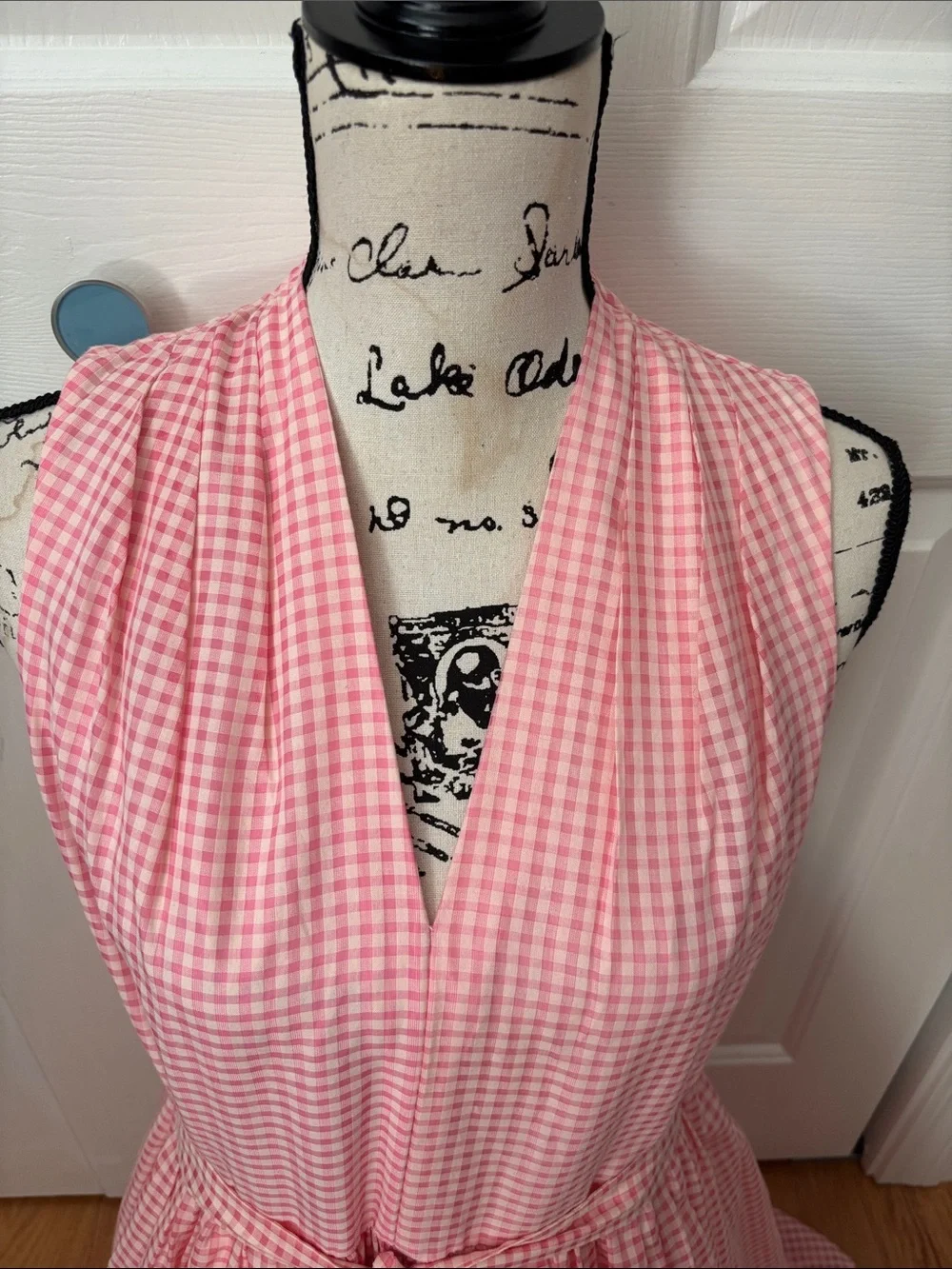 NWT Kate Spade Pink Gingham Silk Blend  Burnout Midi Dress Sz 8 / 10